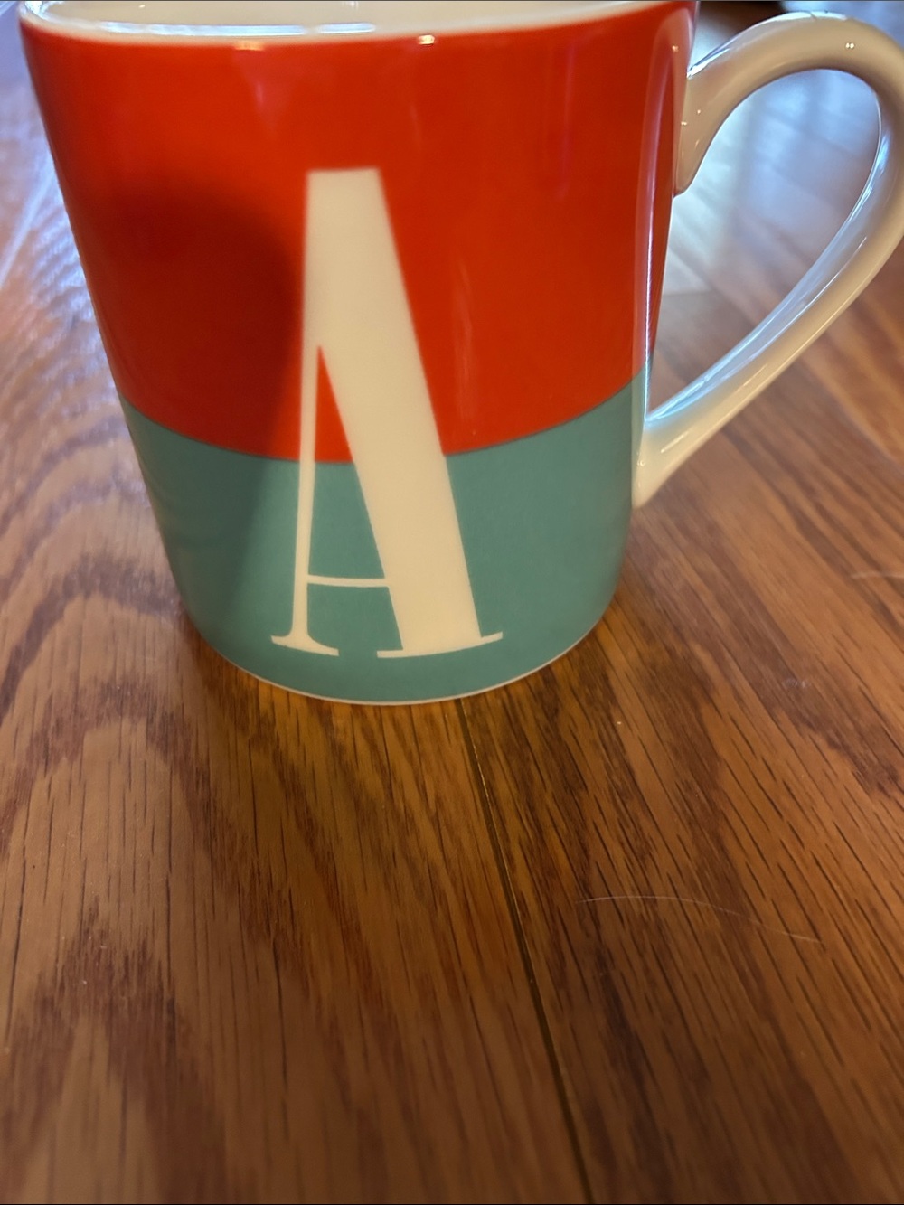 kate spade Red and Teal Monogram 'A' Ceramic Mug